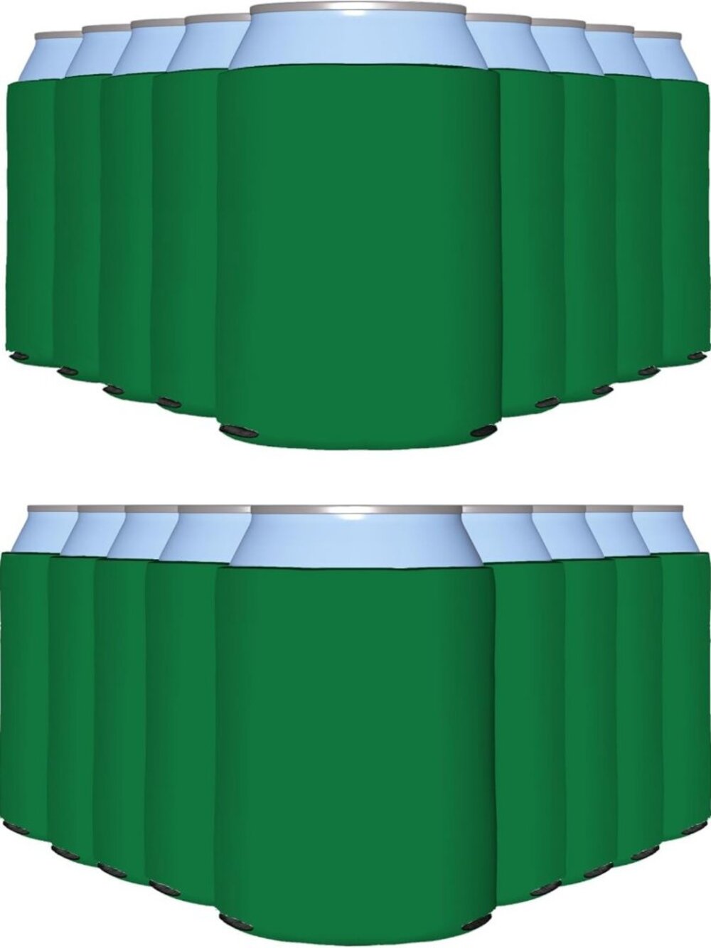 25 Pack Kelly Green Can Cooler Sleeves - Customizable Insulated Foam Drink